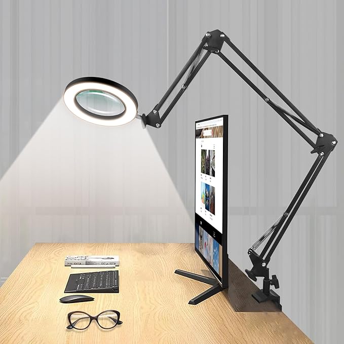 NOEVSBIG Magnifying Glass Desk Lamp by NOEVSBIG