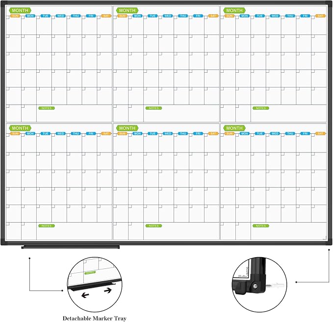 JILoffice Magnetic Dry Erase Calendar Whiteboard, 6 Months White Board Planner - Image 3