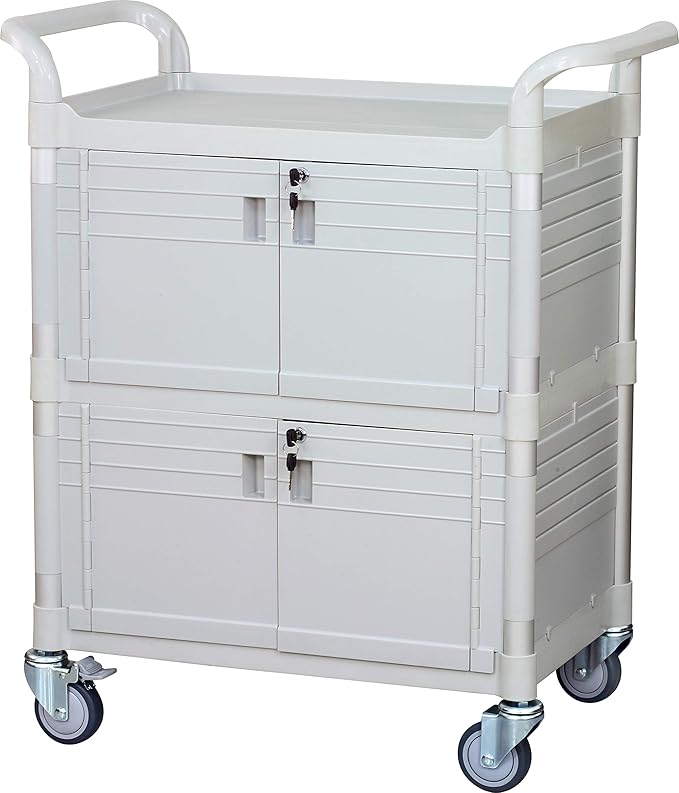JaboEquip Large Lockable Medical Cart 3 Shelf Hospital Cart Overall Size by JABO