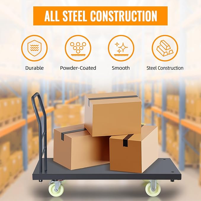 Extra Large Platform Truck Cart, 47 X 24 Dollies Cart, Heavy Duty Push Cart - Image 4