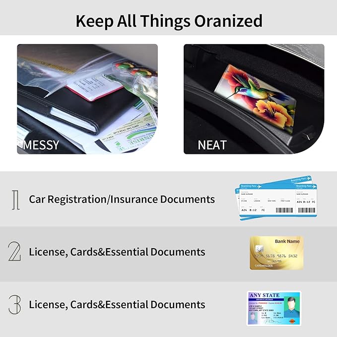Car Registration & Insurance Holder, Leather Glove Box Organizer, 6 Compartments - Image 5