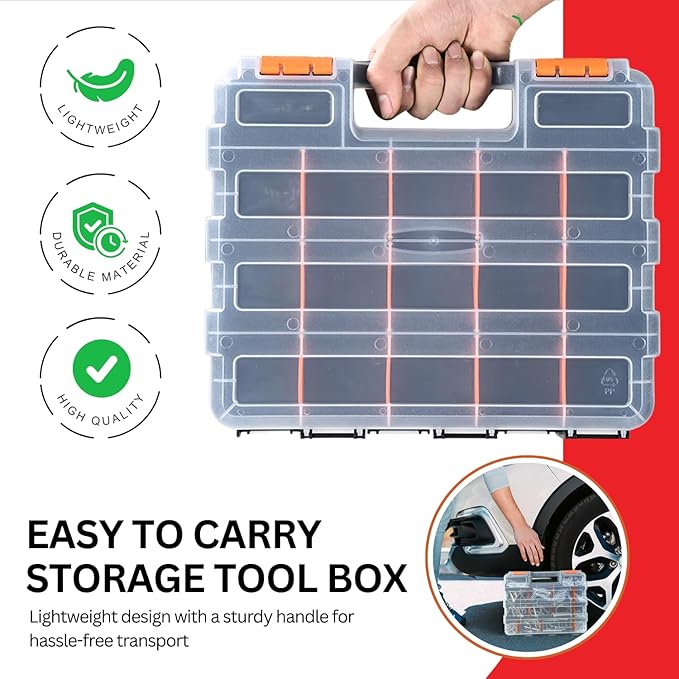 Andalus Tools Organizer Box, Small Parts Storage 34-Compartment Double-Sided - Image 7