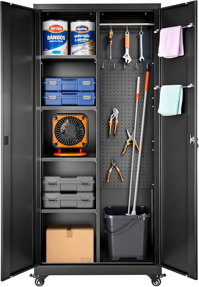 VEVOR Metal Storage Cabinet, 70.6 in Rolling Steel Garage Cabinet by VEVOR