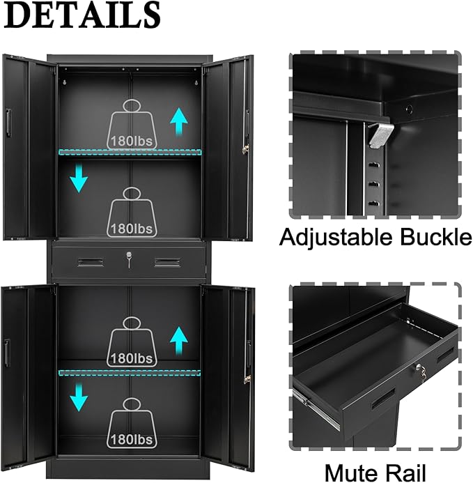 BESFUR 71" H Metal Storage Cabinet - Image 4