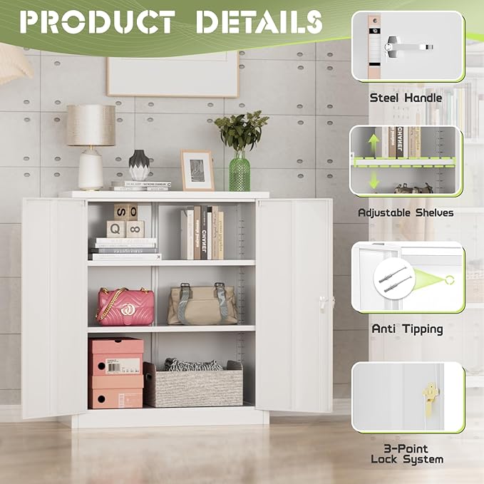 Incbruce 36” Metal Storage Cabinet, Locking Steel Storage Cabinet - Image 4