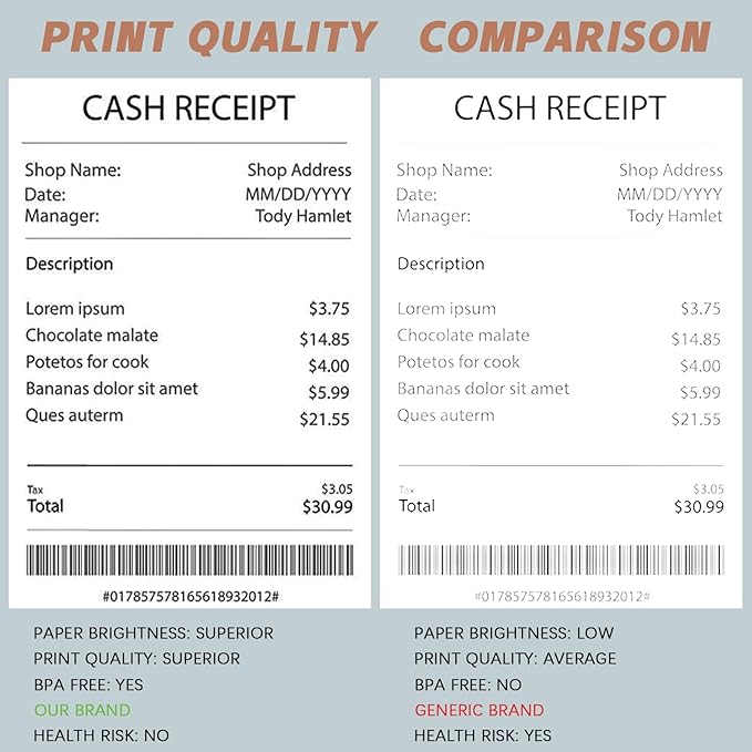 2 1/4 x 50 Thermal Receipt Paper Rolls, POS Cash Register Paper Rolls, BPA Free - Image 5