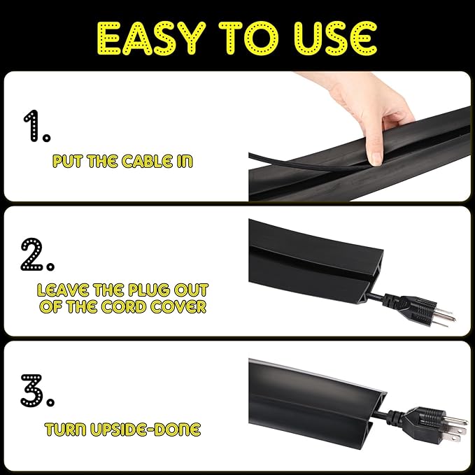 Pangda 10 FT Floor Cable Cover Heavy Duty Cord Cover Protector Power Cable - Image 4
