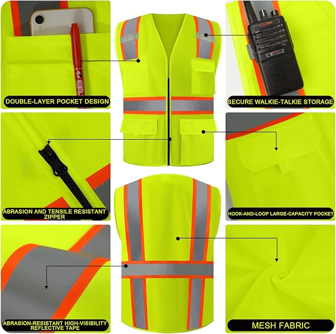 BeautyWill 10/20 Pack Custom Logo Safety Vest, Bulk High Visibility Class 2 - Image 4