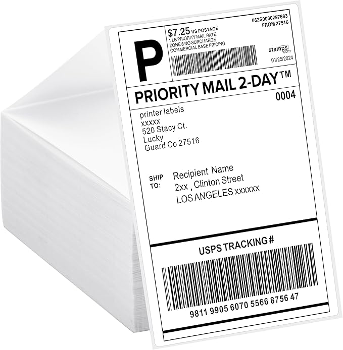 4x6 Thermal Labels Fanfold 500-Pack Crisp Prints Thermal Shipping Labels 4x6 by LuckyGuard