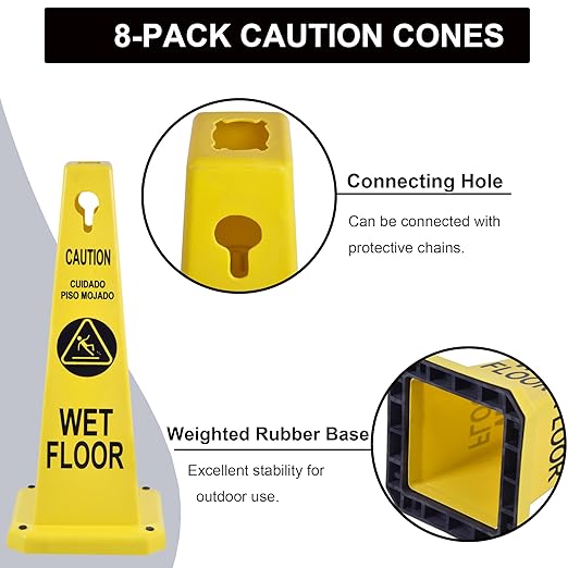 OrangeStar 8-Pack Wet Floor Caution Cones - Image 3