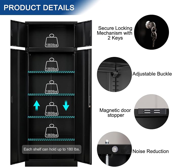 Metal Storage Cabinet, 87 Inch Tall Metal Storage Cabinet - Image 4