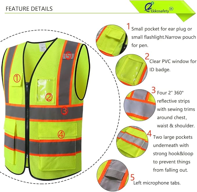 Reflective Mesh Safety Vest for Men Women - Image 3