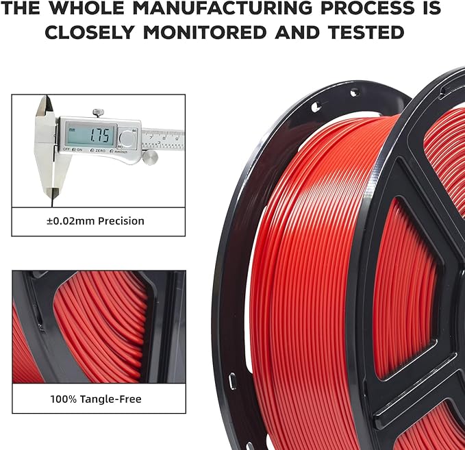 FLASHFORGE PLA Filament 1.75mm Red, 3D Printer Filament 1kg Spool, Dimensional - Image 3