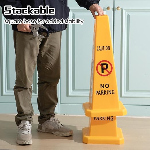 10 Pack No Parking Cones 26.38 Inch Four Sided Visibility Traffic Safety Cone - Image 4