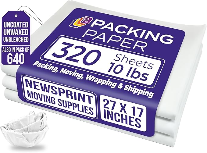 Purple Papers White Bulk Packing Paper | 320 sheets | 27" x 17" | 10 lb | Sheets by PurplePapers