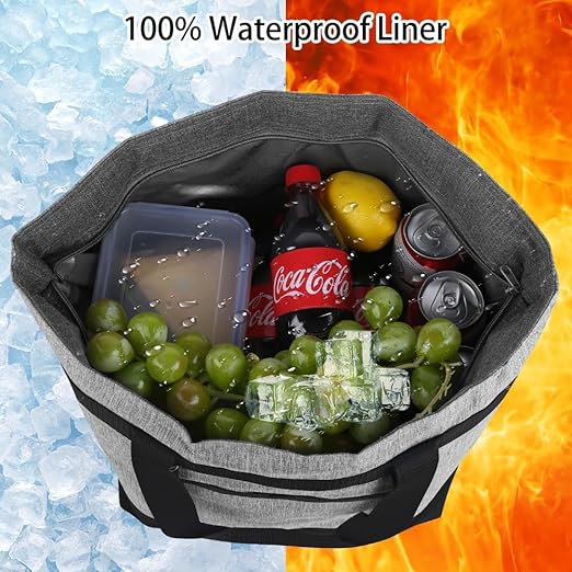 Insulated Reusable Tote Bag for Grocery Shopping for Women/Men, Waterproof - Image 2