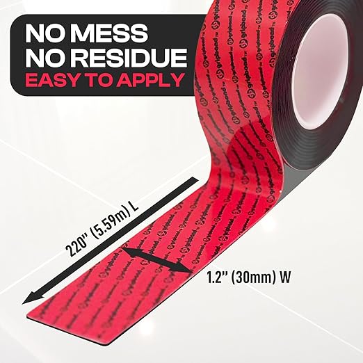 GripBond Black Super Bond Heavy Duty Double Sided Tape, 4 Rolls, 1.2” x 220” – - Image 3