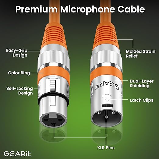 GEARit XLR Male to Female Microphone Cable 3-Pin Balanced Shielded Mixer - Image 7
