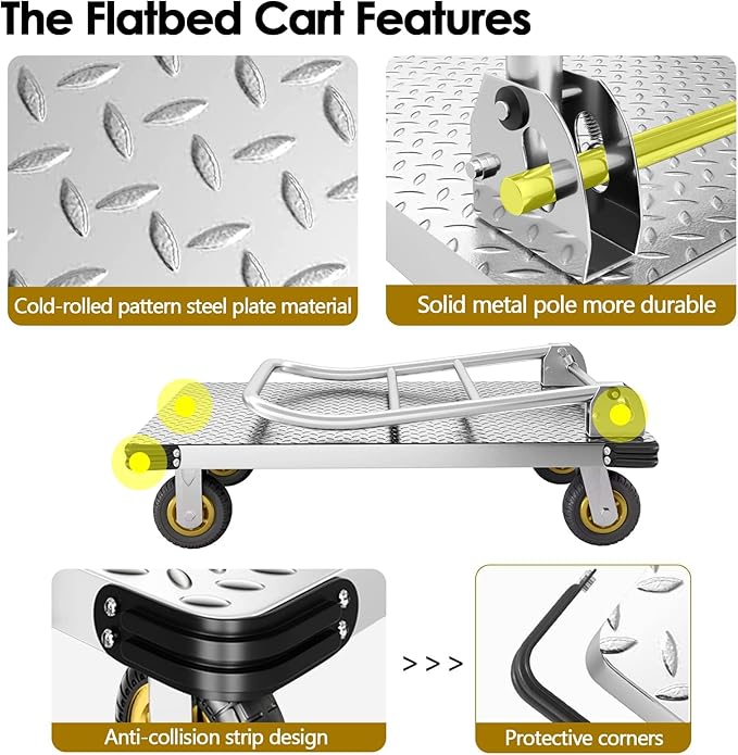 Platform Truck Heavy Duty Push Cart Dolly - Image 4
