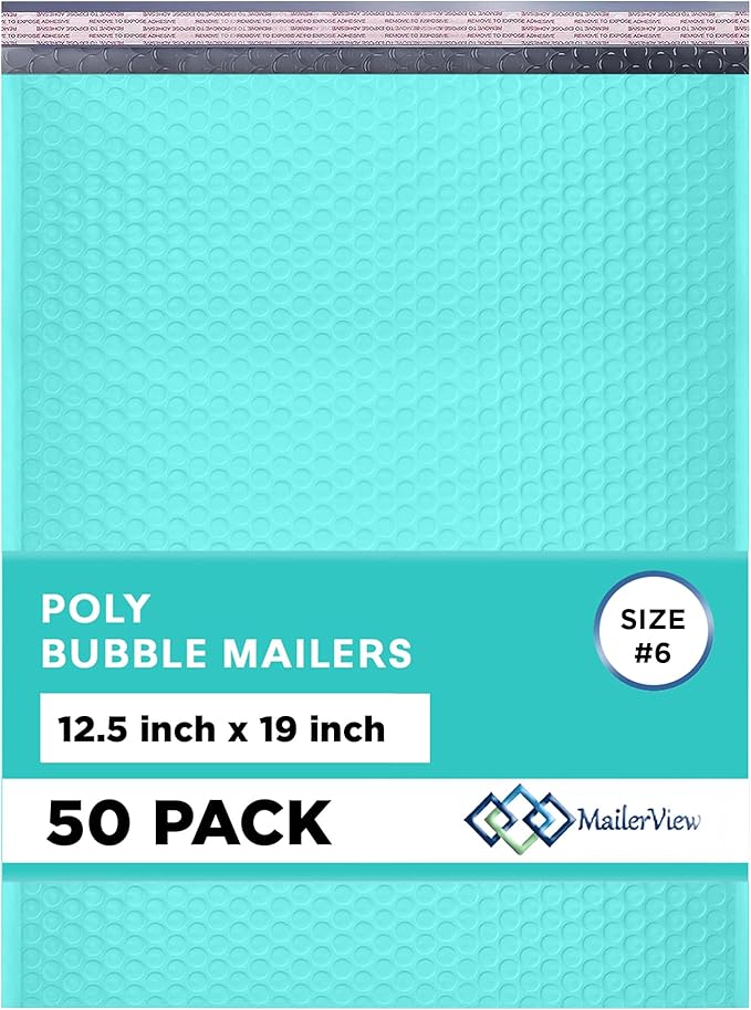 Teal 12.5x19.5 Inch Large Poly Bubble Mailers #6 | Padded Envelopes by MAILERVIEW