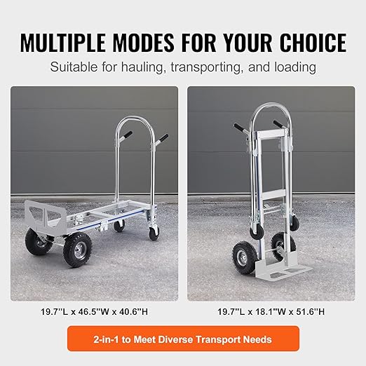 VEVOR Aluminum Truck, 2 in 1, 800 lbs Load Capacity, Heavy Duty Industrial - Image 5