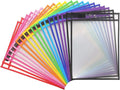 20 Pack Dry Erase Pockets with Rings, 10 x 14 Inch Ticket Holders Clear Plastic by LONGKEY