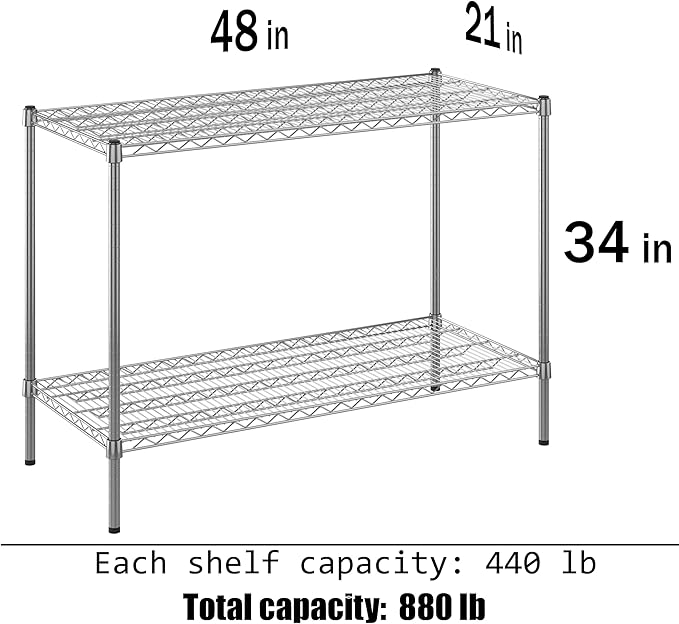 21" Deep x 48" Wide x 34" Height Wire Shelving Kit | 2-Tier | NSF Commercial - Image 3