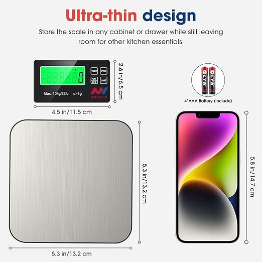 Mik-Nana Food Scale, 22lb Digital Kitchen Scale - Image 7