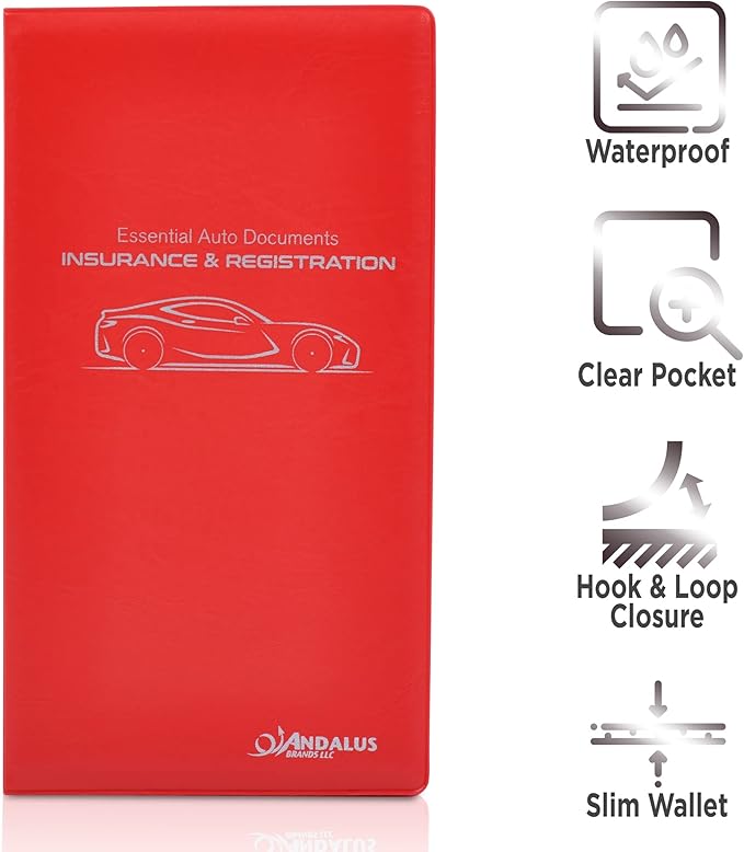 Andalus Auto Registration & Insurance Card Holder Pack of 1, Waterproof - Image 4