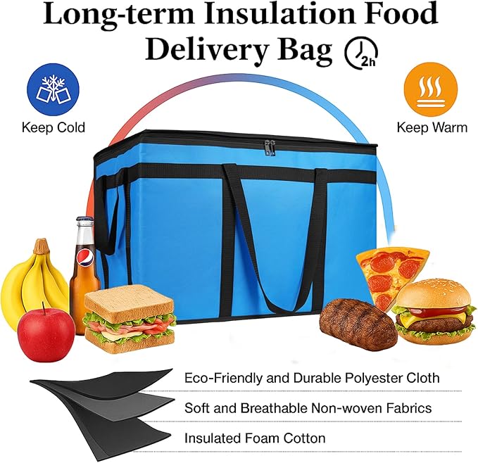 Bodaon Large 2-Pack Insulated Food Delivery Bag, XXXL Bags, Rideshare Delivery - Image 2
