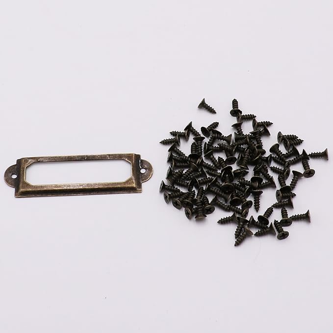 LGEGE 30pcs Brozen Tone Office Library File Drawer Tag Vintage Style Label - Image 2