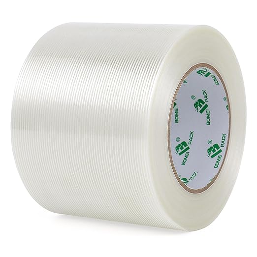 BOMEI PACK Wide Strapping Tape, 4Inch Heavy Duty Reinforced Packing Tape by BOMEIPACK