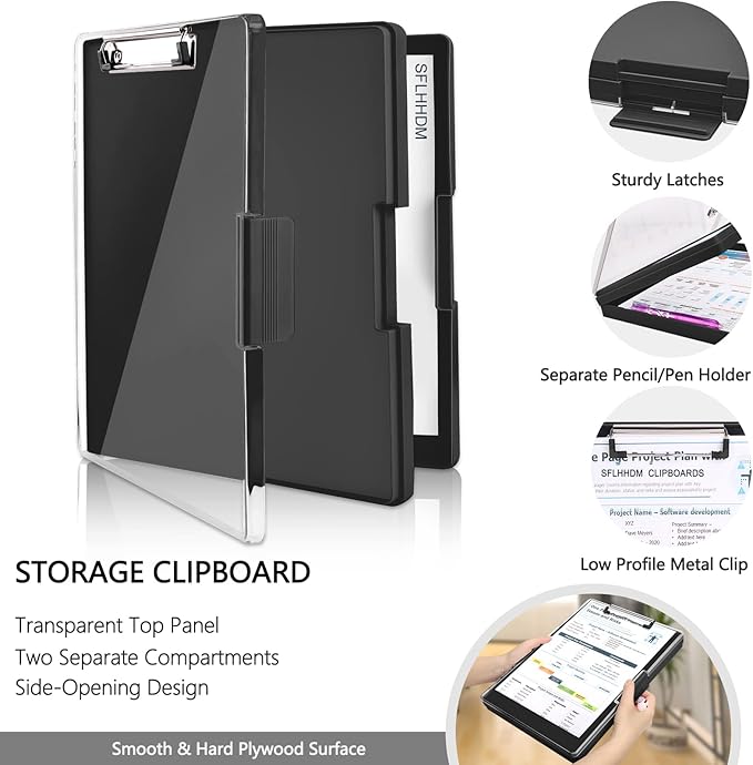 Clipboard with Storage, Heavy Duty Clip Boards 8.5x11 with 2 Storage Case - Image 3