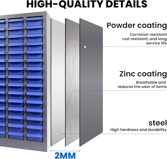 75 Drawer Heavy Duty Parts Cabinet, 2mm Steel Frame & ABS Drawers - Image 6