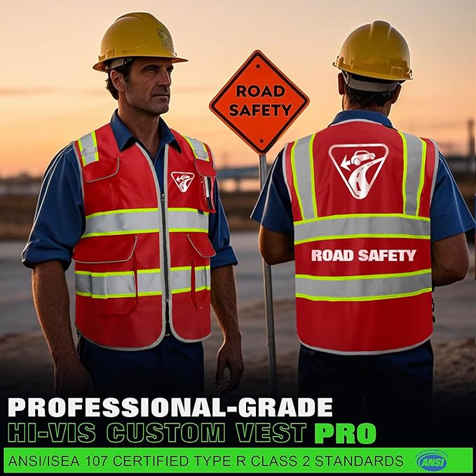 BeautyWill Custom Logo 10 Pockets Safety Vest Class2 ANSI Certified High - Image 4