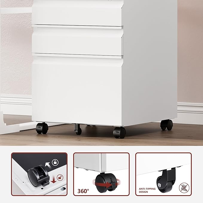 3 Drawer File Cabinet，Mobile Filing Cabinet - Image 5