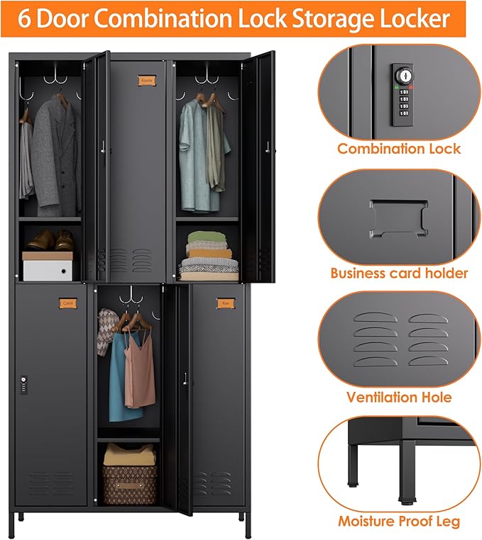 6 Doors Metal Lockers for Employees - Image 4