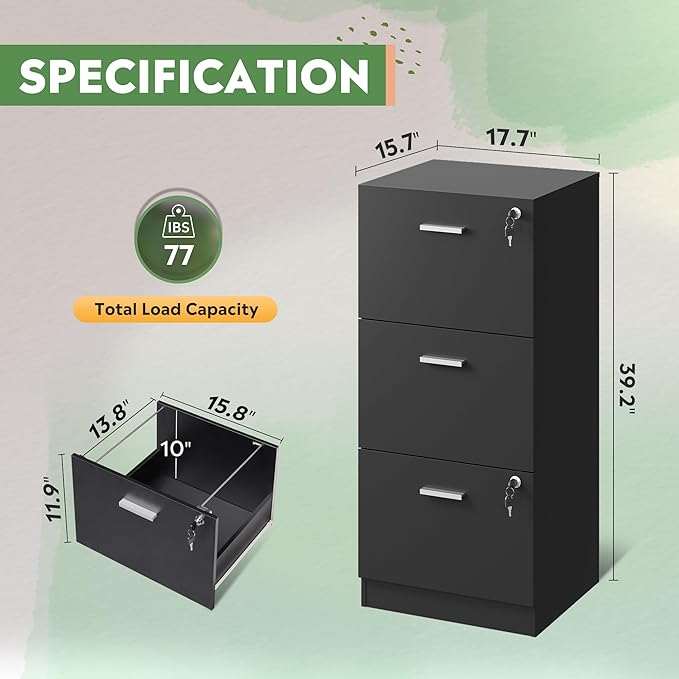 DEVAISE 3 Drawer File Cabinet - Image 3