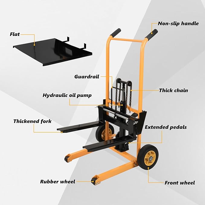 Manual Forklift Pallet Stakcer 43.3" Lift Height - Image 9