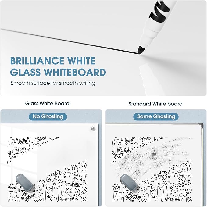 MaxGear Glass White Board 36x24 Inches Brilliance White Magnetic Dry Erase - Image 7