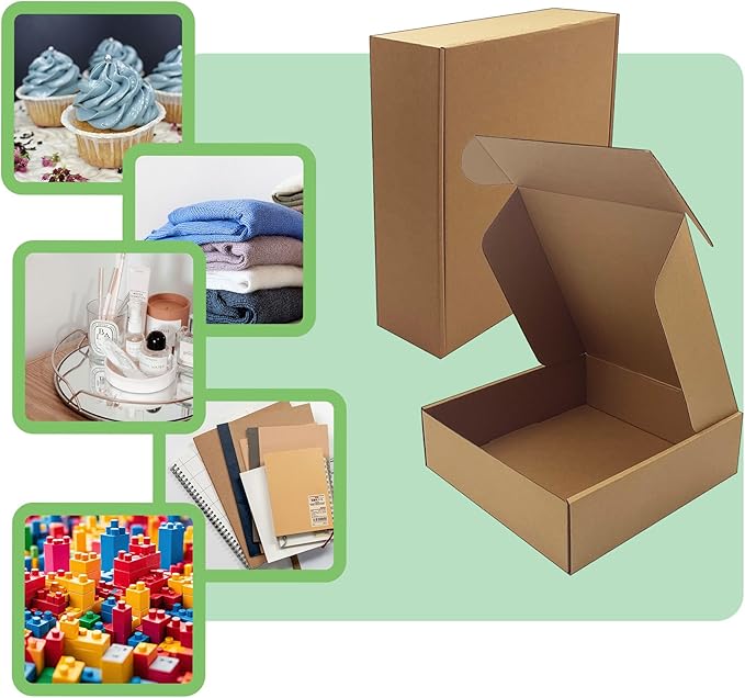 10x10x3 inch Shipping Boxes，Bulk 20 Pack，Brown Corrugated Mailers Cardboard - Image 5