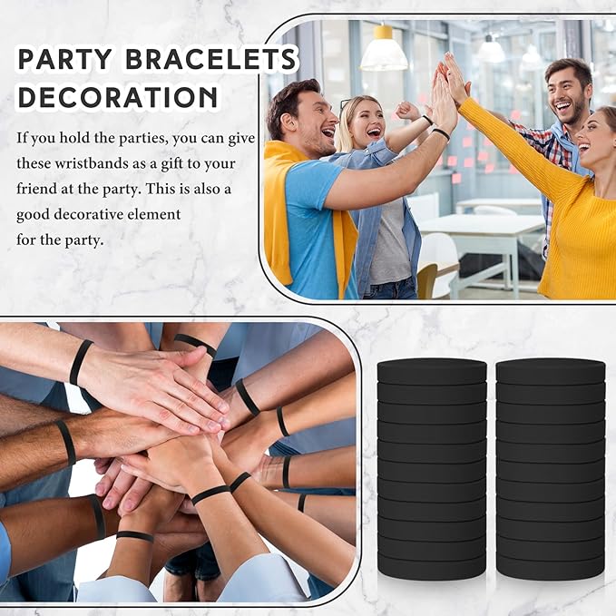 Liliful 100 Pcs Silicone Rubber Wristbands Rubber Wristband Bracelet Bands - Image 6