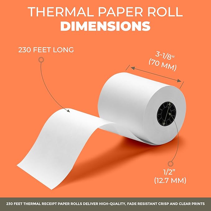 Thermal Printer Receipt Paper Rolls 3 1/8 x 230 - Image 2