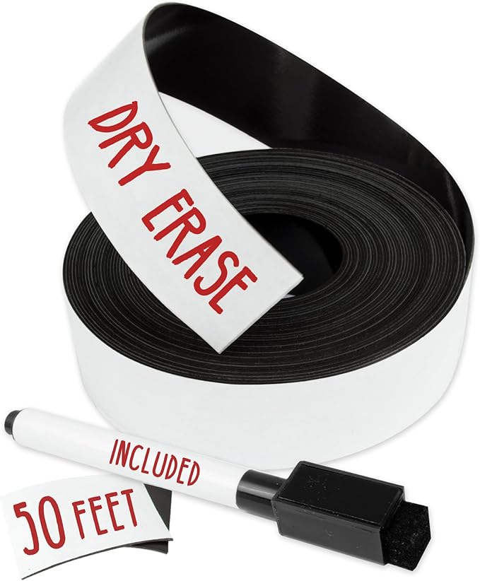 X-bet MAGNET Dry Erase Magnetic Strips 50 feet x 1inch x Total Thickness by X-betMAGNET