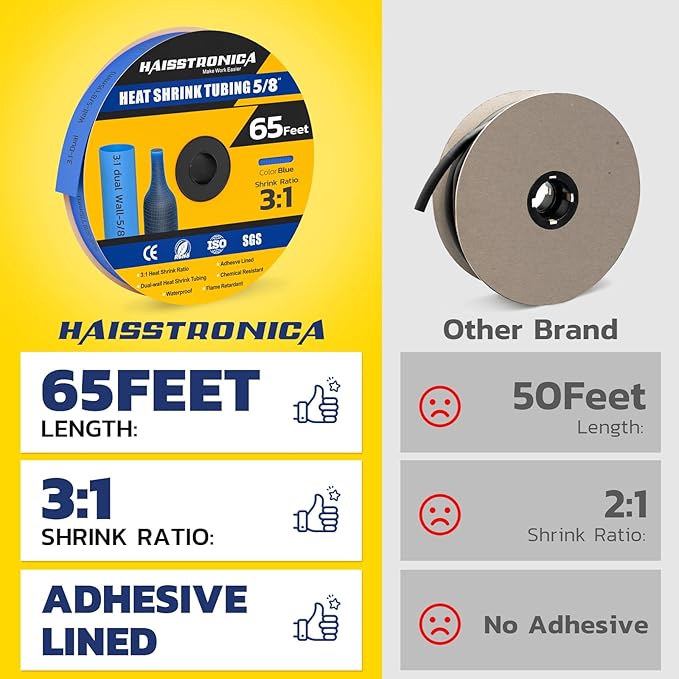 haisstronica 3:1 Heat Shrink Tubing, Shrink Ratio Adhesive Lined Marine Grade - Image 2