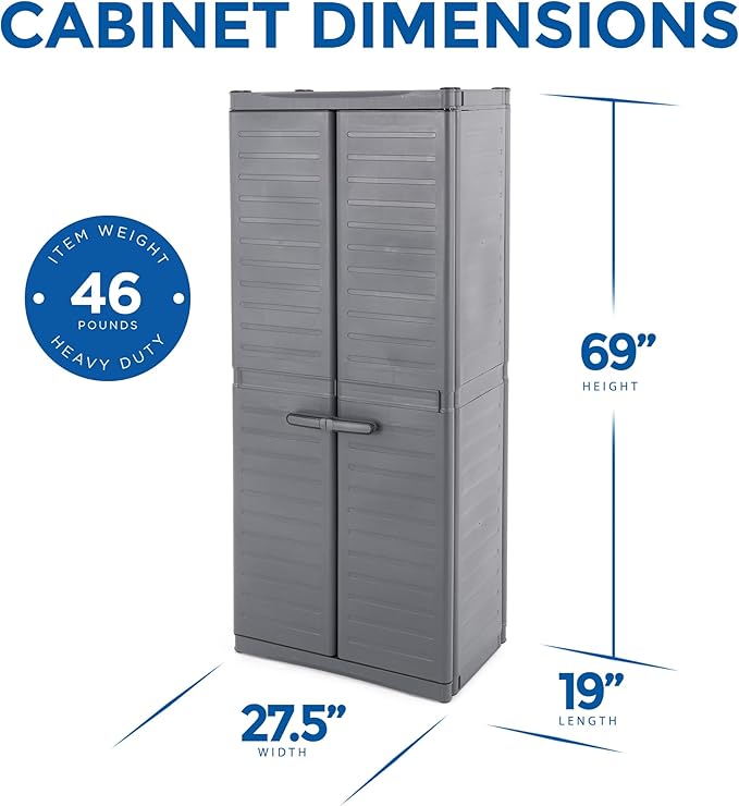 Gracious Living 3-Shelf Base Cabinet, MaxIt Lockable Utility Storage - Image 2