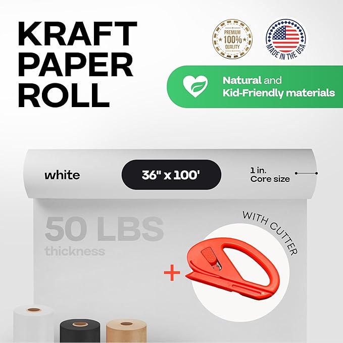White Kraft Paper Roll 36" x 1200" - Image 2