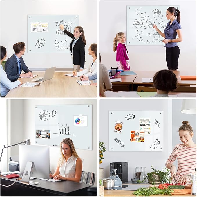 Magnetic Glass Whiteboard, Frameless White Board - Image 8
