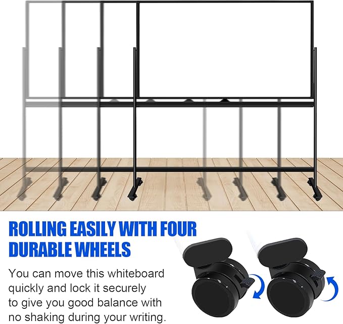 Large Rolling White Boards on Wheels 60 X 36 Inches Magnetic Dry Erase Board - Image 7