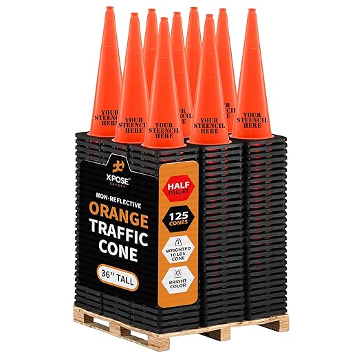 Xpose Safety 28 Inch Orange Traffic Cones Heavy Duty 10lb 6" & 4" Collar by XposeSafety